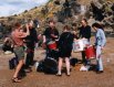 Jamming as the punks arrive for the picnic on Cramond Island