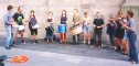 Members of Bloco Vomit busking with the Edinburgh Samba School Summer 1995